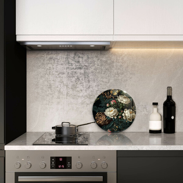 De vidrio templado Flores de peonía vintage