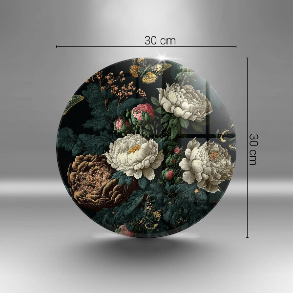 De vidrio templado Flores de peonía vintage