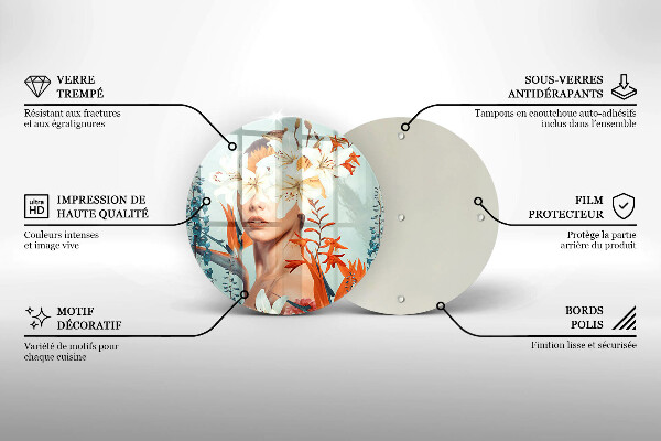 De vidrio templado Mujer en flores