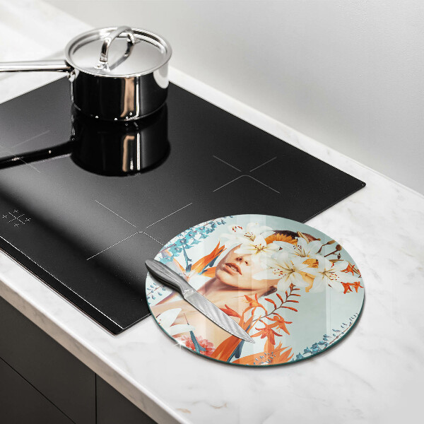 De vidrio templado Mujer en flores