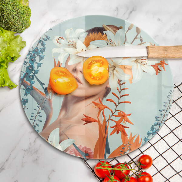 De vidrio templado Mujer en flores