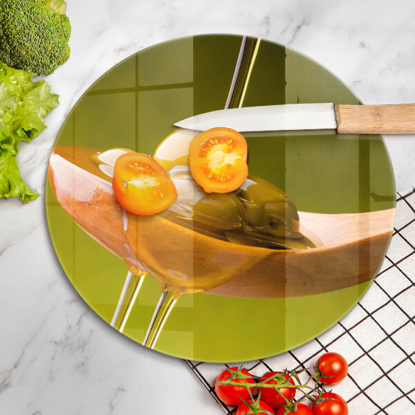 De vidrio templado Aceite de oliva y aceitunas