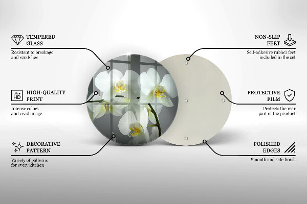 De vidrio templado Flores de orquídeas blancas