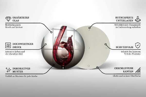 De vidrio templado Copa y vino tinto