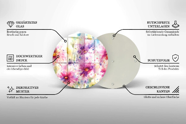 De vidrio templado Flores pintadas