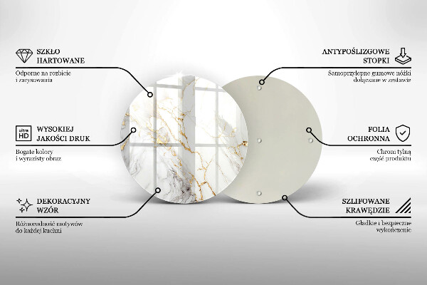 De vidrio templado Mármol claro con oro