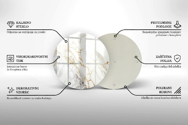 De vidrio templado Mármol claro con oro