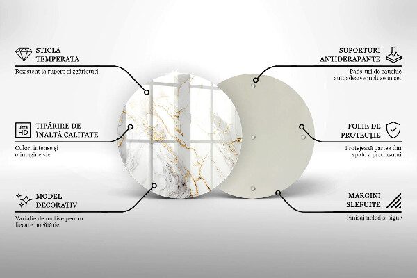 De vidrio templado Mármol claro con oro
