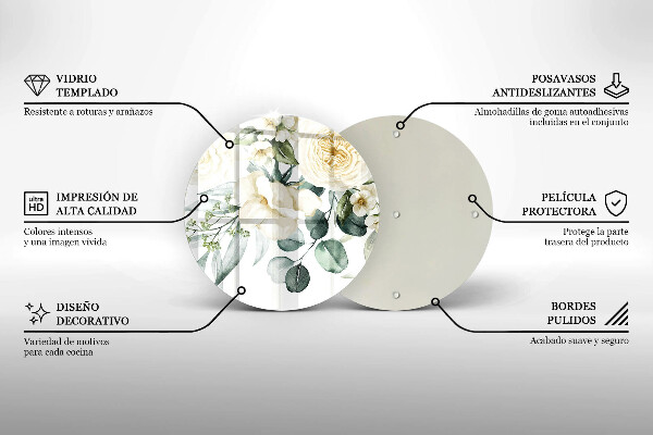 De vidrio templado Flores de acuarela