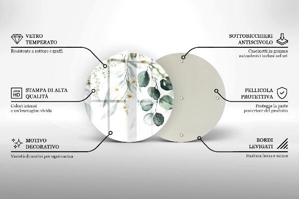 De vidrio templado Plantas de acuarela