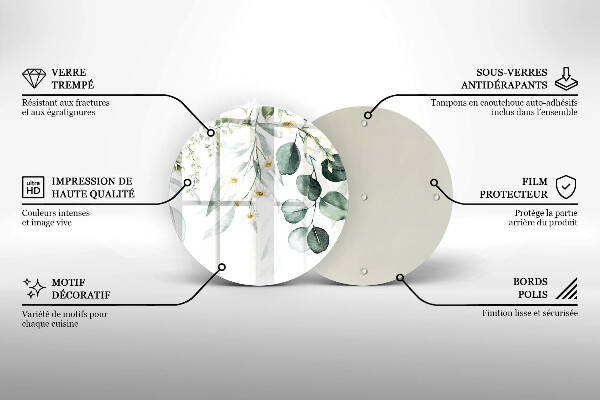 De vidrio templado Plantas de acuarela