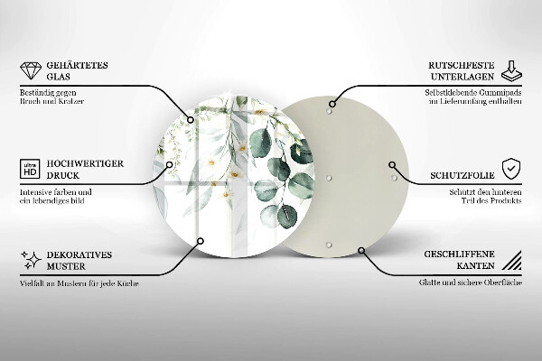 De vidrio templado Plantas de acuarela