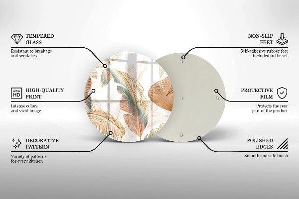 De vidrio templado Plumas y hojas boho