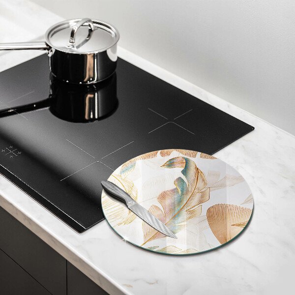 De vidrio templado Plumas y hojas boho