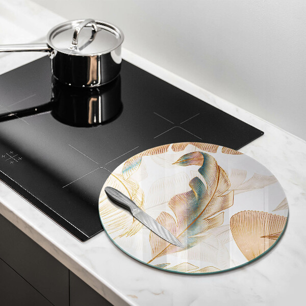 De vidrio templado Plumas y hojas boho