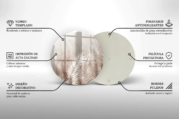 De vidrio templado Hojas de vegetación boho