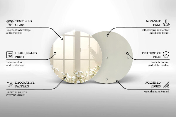 De vidrio templado Flores boho de yeso