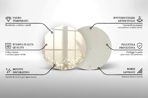 De vidrio templado Flores boho de yeso