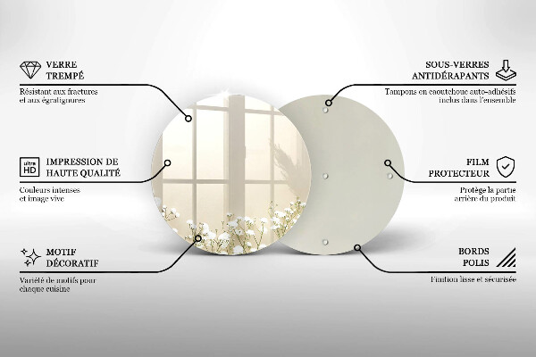 De vidrio templado Flores boho de yeso