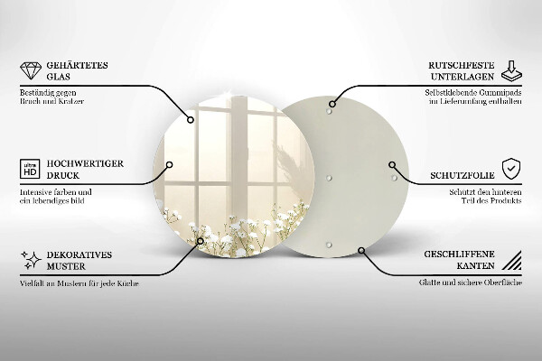 De vidrio templado Flores boho de yeso