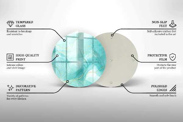 De vidrio templado Abstracción azul y dorada