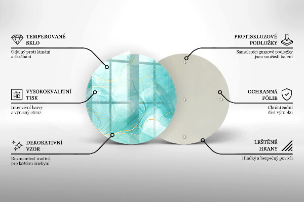 De vidrio templado Abstracción azul y dorada