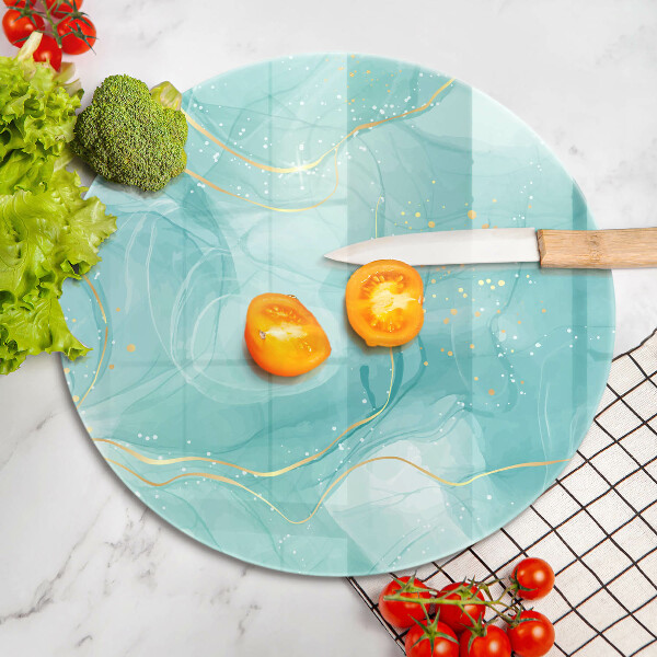 De vidrio templado Abstracción azul y dorada