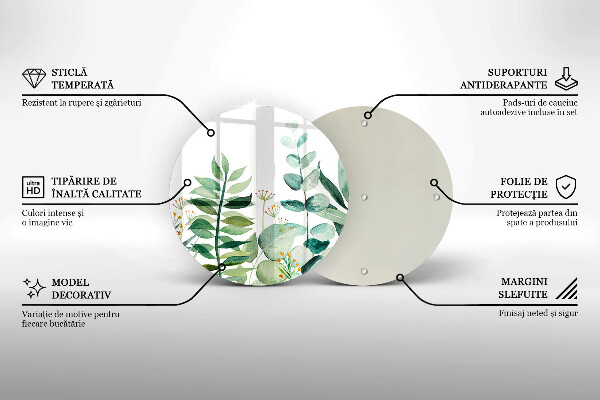 De vidrio templado Ilustración de hojas de plantas