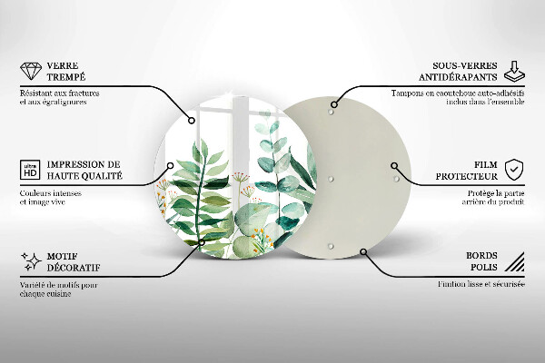 De vidrio templado Ilustración de hojas de plantas
