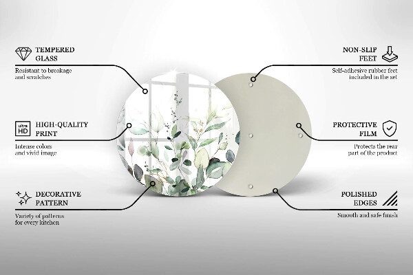 De vidrio templado Plantas de acuarela