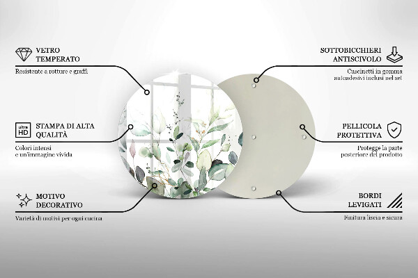 De vidrio templado Plantas de acuarela