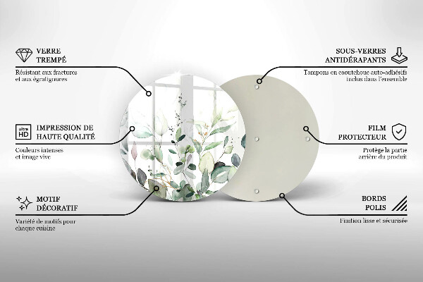 De vidrio templado Plantas de acuarela