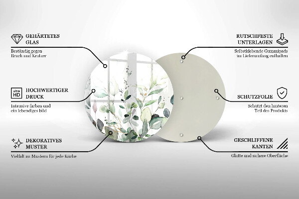 De vidrio templado Plantas de acuarela