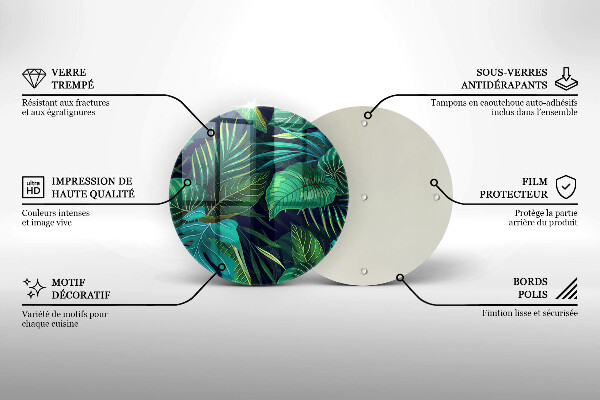 De vidrio templado Ilustración de hojas de selva