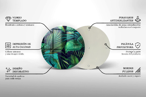 De vidrio templado Ilustración de hojas de selva