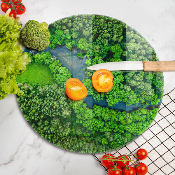 De vidrio templado Bosque y río a vista de pájaro