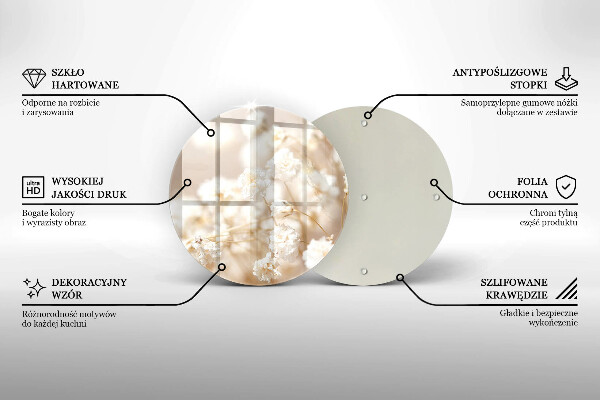 De vidrio templado Delicadas flores blancas