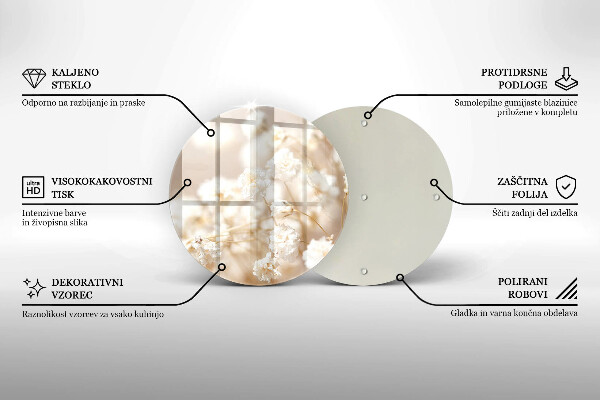De vidrio templado Delicadas flores blancas