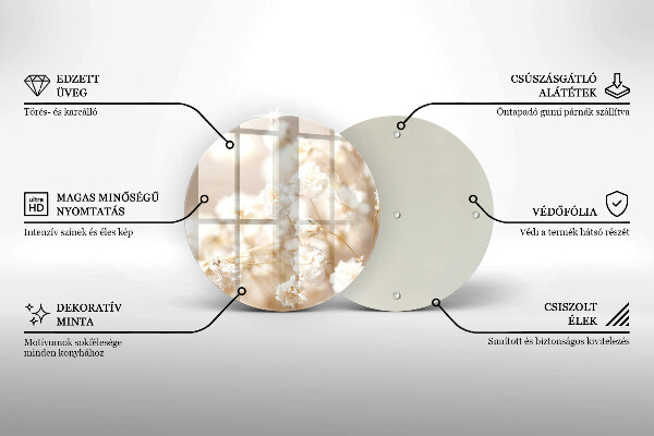 De vidrio templado Delicadas flores blancas