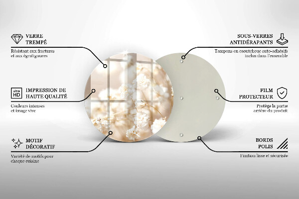 De vidrio templado Delicadas flores blancas