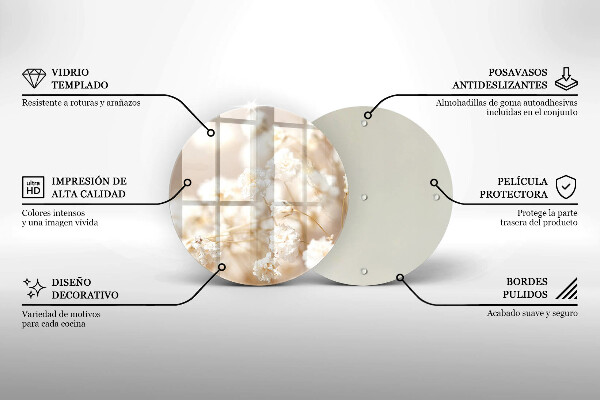 De vidrio templado Delicadas flores blancas