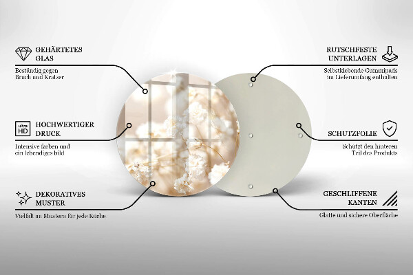 De vidrio templado Delicadas flores blancas