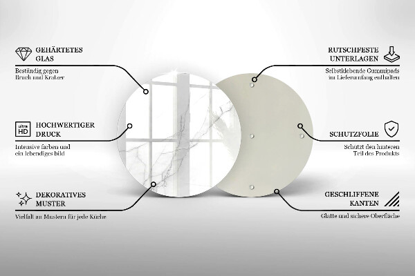 De vidrio templado Mármol blanco delicado