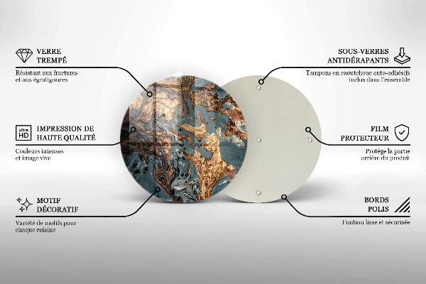 De vidrio templado Roca decorativa con oro