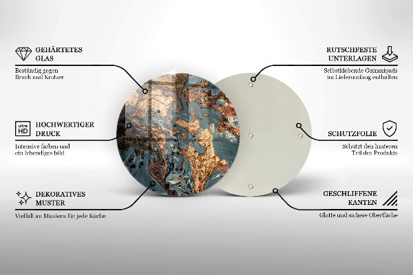 De vidrio templado Roca decorativa con oro