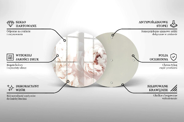 De vidrio templado Peonías pastel