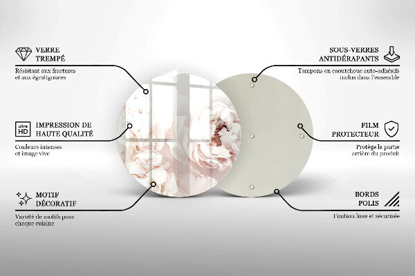 De vidrio templado Peonías pastel