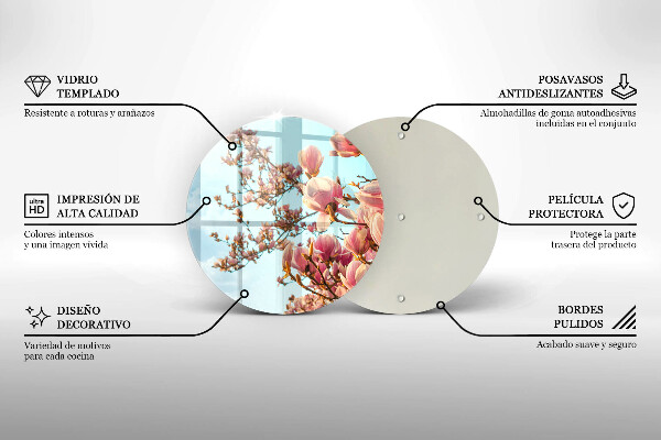 De vidrio templado Árbol de flores rosadas