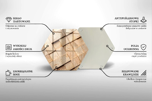 Tabla de cortar de vidrio Cuadrados de madera