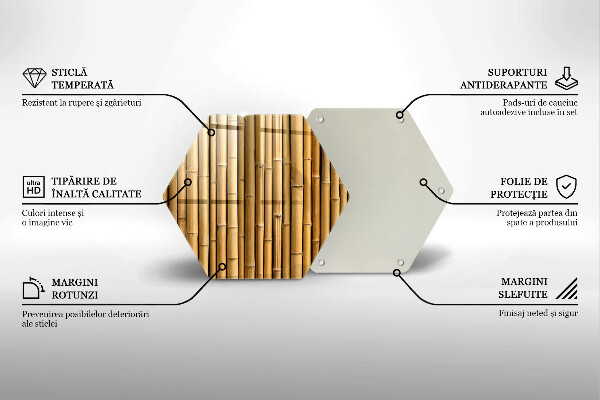 Tabla de cortar de vidrio Naturaleza boho bambú